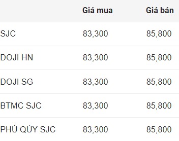 Cập nhật giá vàng SJC sáng nay. 